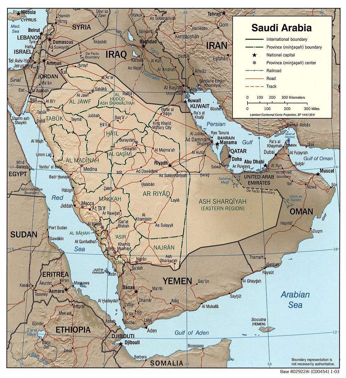Saudijske Arabije geografiju mapu
