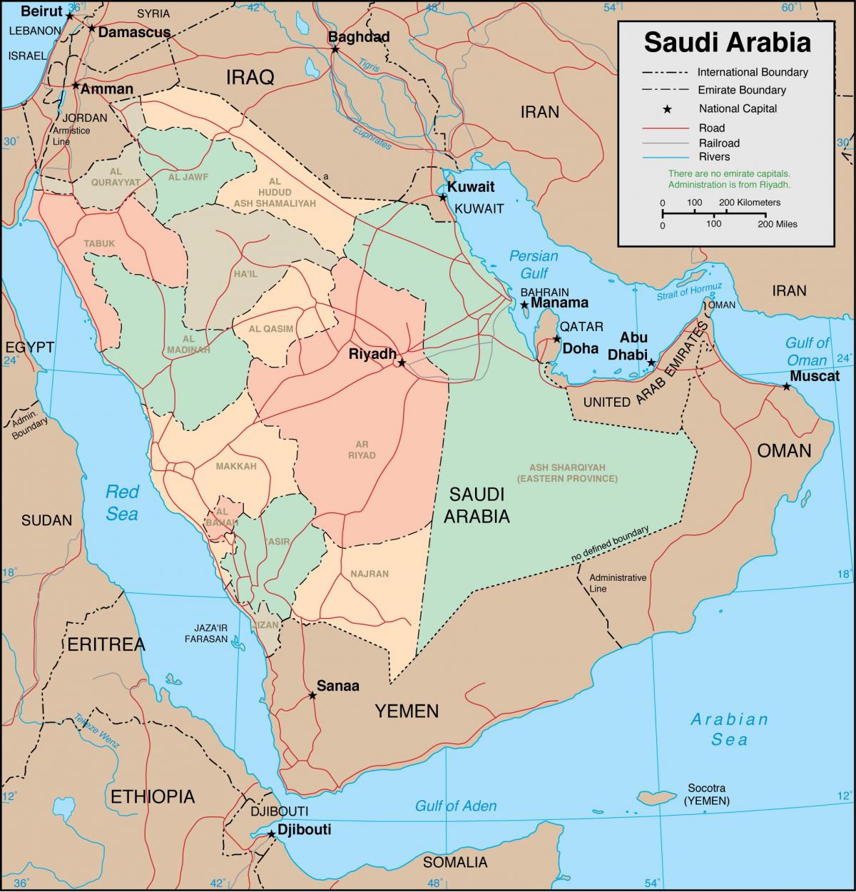 Saudijske Arabije regionima mapu