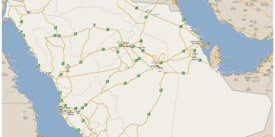 Mapa detaljne Saudijske Arabije