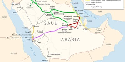 Mapi Saudijske Arabije željezničke