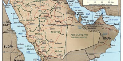 Saudijske Arabije geografiju mapu