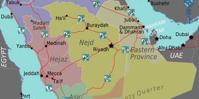 Mapa turaif Saudijske Arabije